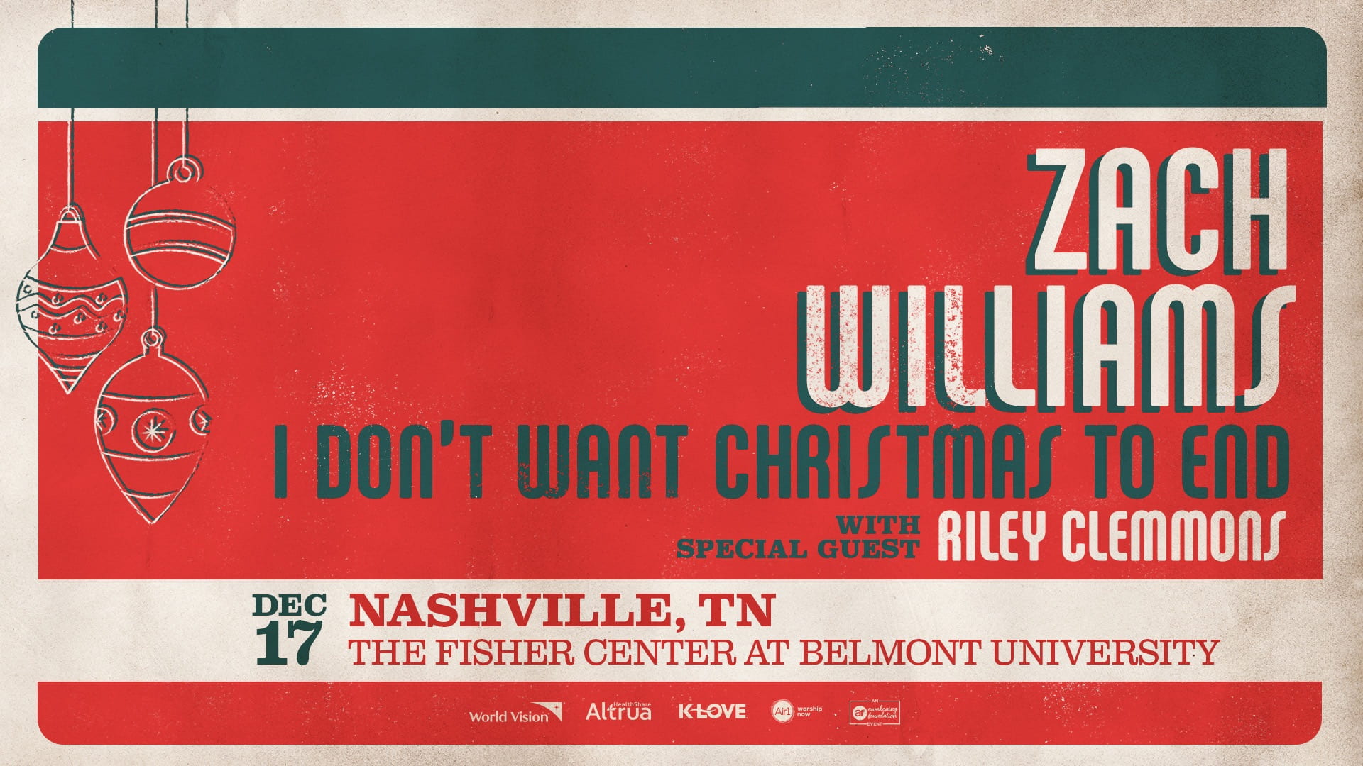 Zach Williams I Don't Want Christmas to End with Special Guest Riley Clemmons